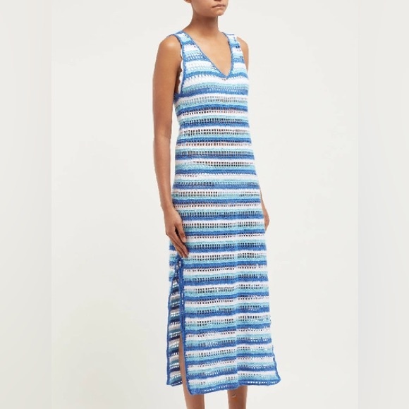 My Beachy Side crochet blue and white striped dress - Picture 2 of 5
